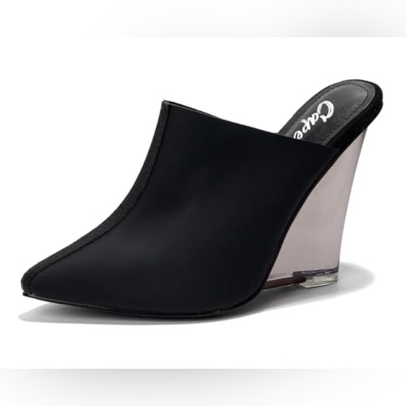 Cape Robbin Shoes - New Cape Robbin Black and Clear Wedge Mules NWT Size 9 and Size 10